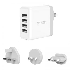 Orico 4 Port 34W UK/AU/EU Universal Travel Wall Charger Whit